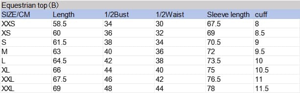 Size guide chart